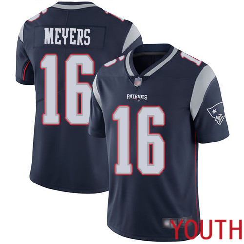 New England Patriots Football #16 Vapor Limited Navy Blue Youth Jakobi Meyers Home NFL Jersey->youth nfl jersey->Youth Jersey
